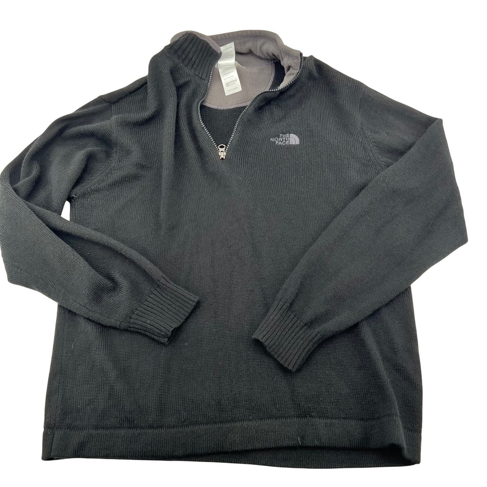 The North Face Mens A5 Series Black Wool Blend Quarter Zip Sweater AC5E Size M